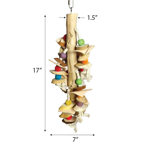 A & E Cage Happy Beaks Real Wood with Hanging Wood Cylinders Bird Toys (20