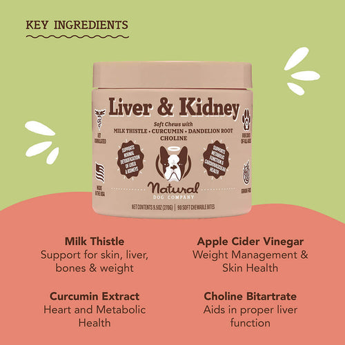 Natural Dog Company Liver & Kidney Supplement (90 Soft Chews)