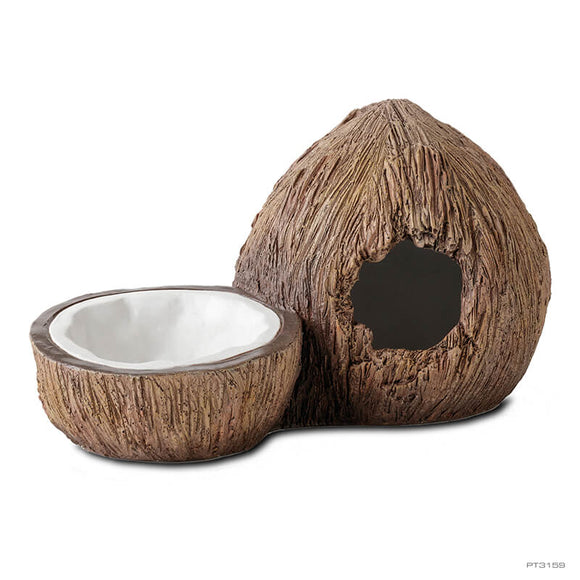 Exo Terra Coconut Hide & Water Dish (2-in-1 Hide-out & Water Dish)