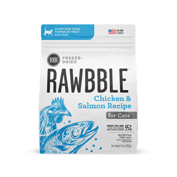 Bixbi Rawbble® Freeze-Dried Food for Cats – Chicken & Salmon Recipe (10 oz)