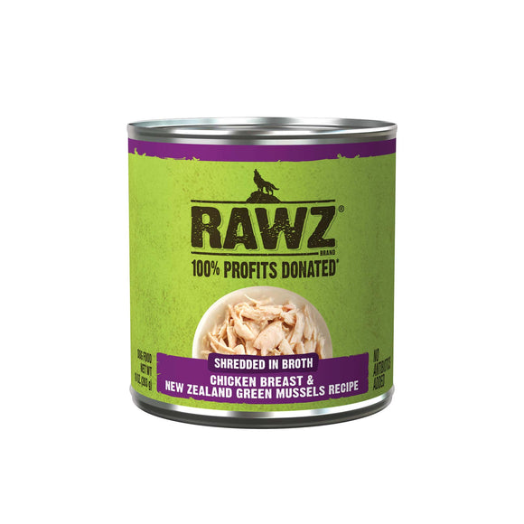 Rawz Shredded Chicken Breast & New Zealand Green Mussels Dog Wet Food