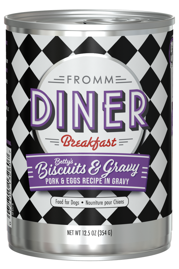 Fromm Diner Breakfast Betty's Biscuits & Gravy Pork & Eggs Recipe in Gravy Food for Dogs (12.5 oz)