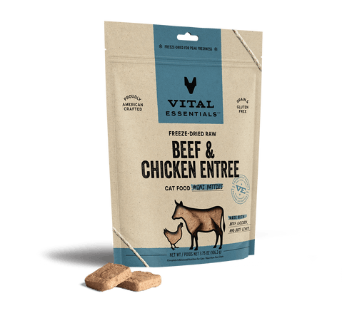 Vital Essentials Freeze-Dried Raw Beef & Chicken Entree Mini Patties Cat Food