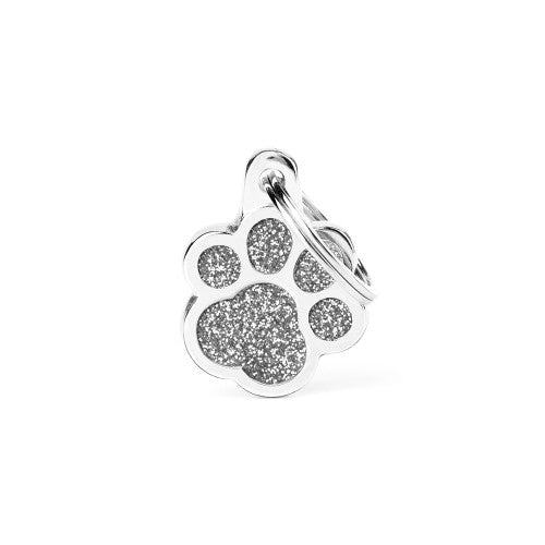 MyFamily Shine Grey Glitter Paw ID Tag