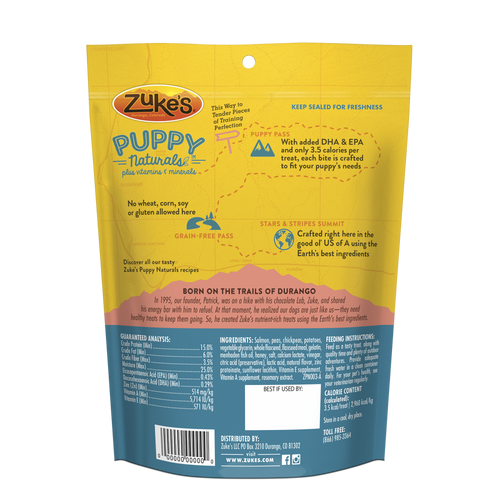 Zukes Puppy Naturals Grain Free Salmon and Chickpea Dog Treats