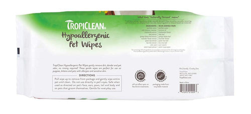 TropiClean Hypo Allergenic Deodorizing Bath Wipes for Dogs and Cats