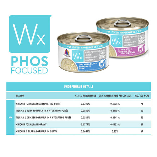 Weruva Wx Phos Focused  Chicken & Tilapia Formula  in Gravy Cat Food (3 oz case of 12)