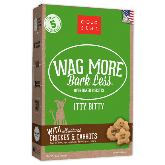 Cloud Star WAG MORE BARK LESS ITTY BITTY BISCUITS: CHICKEN & CARROTS (8 oz)