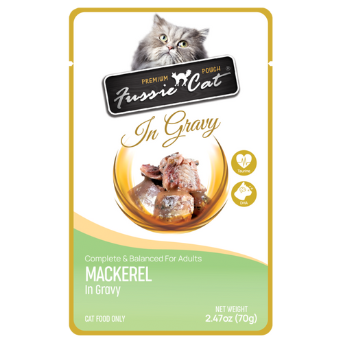 Fussie Cat Mackerel in Gravy Cat Food (2.47 oz (70g) Pouch)