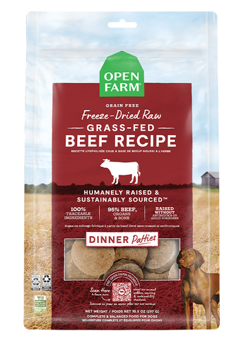 Open Farm Grass-Fed Beef Freeze Dried Raw Patties for Dogs