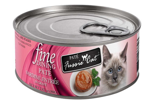 Fussie Cat Fine Dining Pate Sardine Entree in Gravy Derry