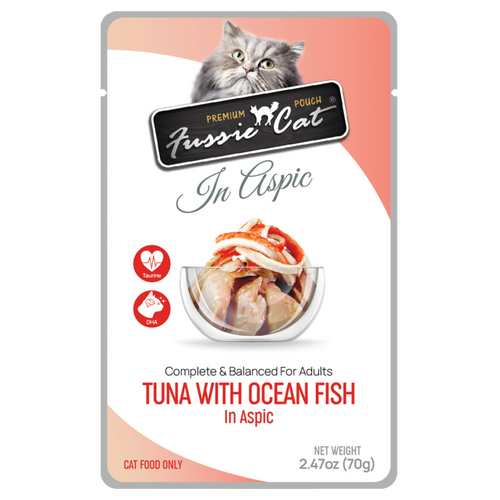 Fussie Cat Tuna with Ocean Fish in Aspic Cat Food (2.47 oz (70g) Pouch)