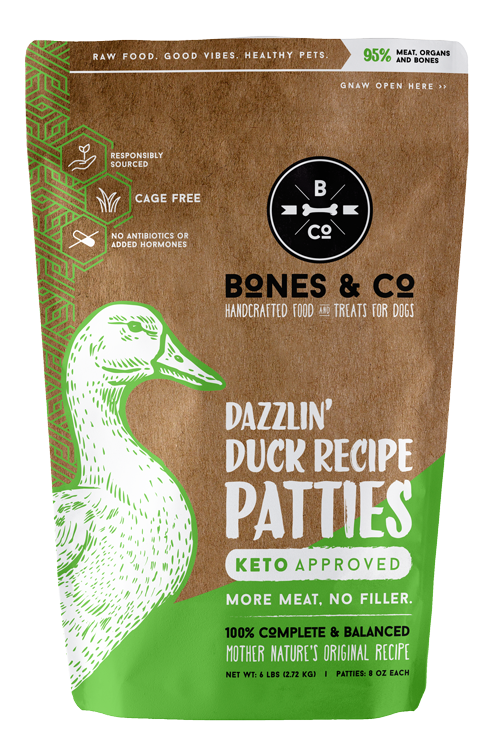 Bones & Co. Dazzlin' Duck Recipe Raw Frozen Patties Dog Food