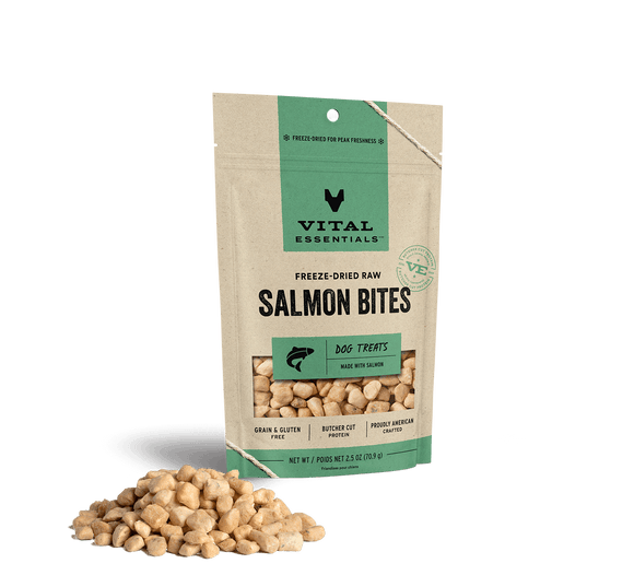 Vital Essentials Freeze Dried Raw Salmon Bites Dog Treats