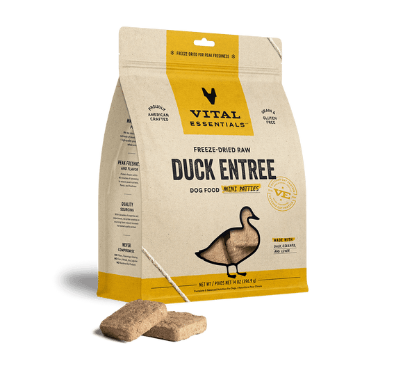 Vital Essentials Freeze-Dried Raw Duck Entrée Mini Patties Dog Food